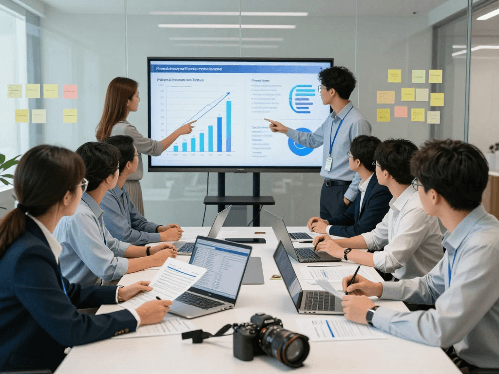 Team collaborating on document fraud detection strategies in a modern office setting.