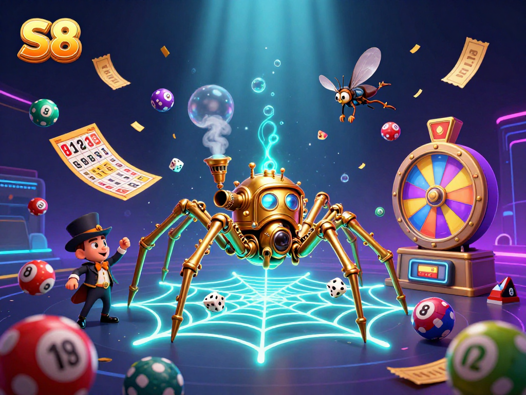 Experience the thrilling S8 casino adventure with vibrant visuals and animated elements in this dynamic scene.