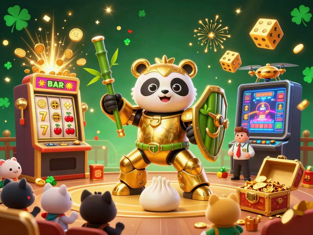 Engage with GG88 LIVE as the golden panda battles in a vibrant, casino-themed arena featuring joyous animal spectators.